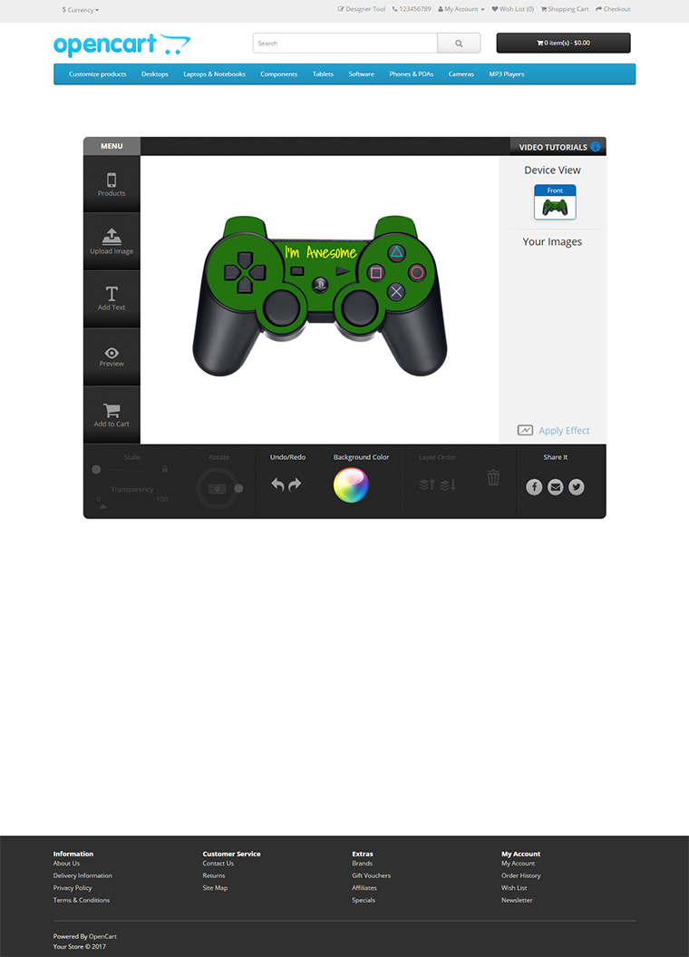 OpenCart Skin Designer Tool