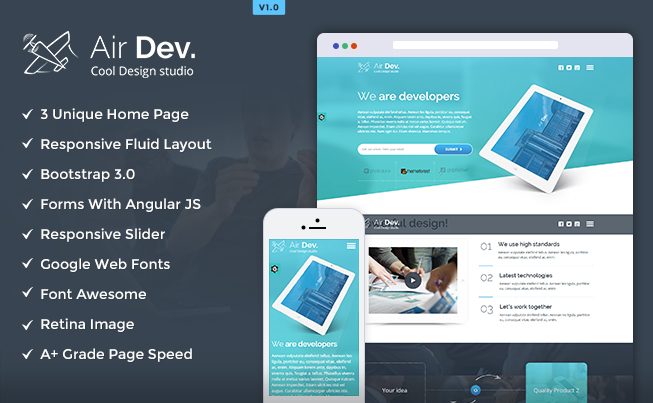 Airdev responsive website template