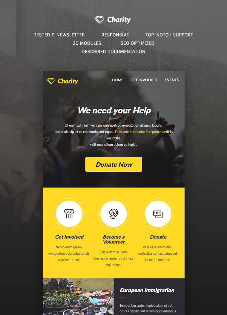 template newsletter e Charity Charity E Premium newsletter Buy E Template: