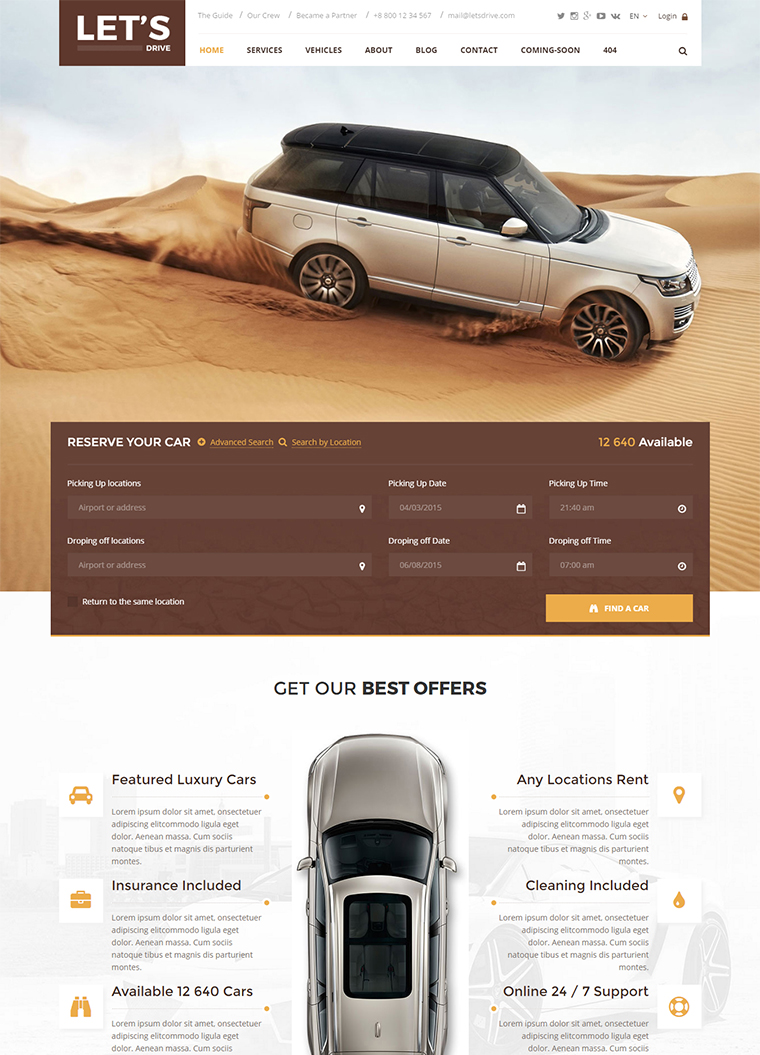 Let’s Drive Car Rental HTML5 Template